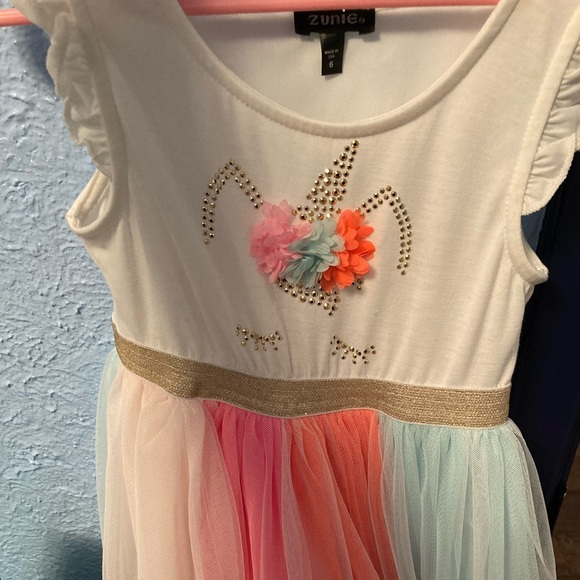 Zunie Unicorn rainbow dress for girls - Picture 2 of 3